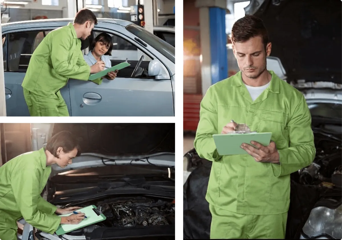 Our team conducting a vehicle damage assessment